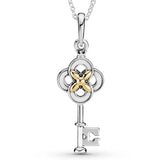 Interlocked Hearts Star Ginkgo Collier Necklace 925 Sterling Silver