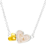 Interlocked Hearts Star Ginkgo Collier Necklace 925 Silver