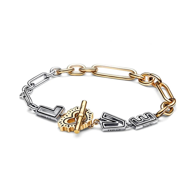 Sterling Silver Love Heart Bracelet for European Charms