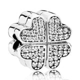 Two-tone Flower Love Charm 925 Silver Bead