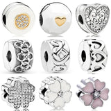 Two-tone Petals Of Love Flower Clip Charm 925 Silver Beads