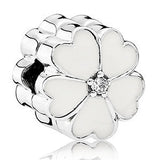 Two-tone Petals Of Love Flower Clip Charm 925 Silver Beads