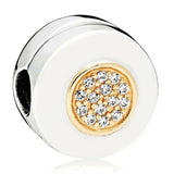 Two-tone Petals Of Love Flower Clip Charm 925 Silver Beads