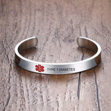Type 1 Diabetes Medical Alert Bracelet Stainless Steel Engrave