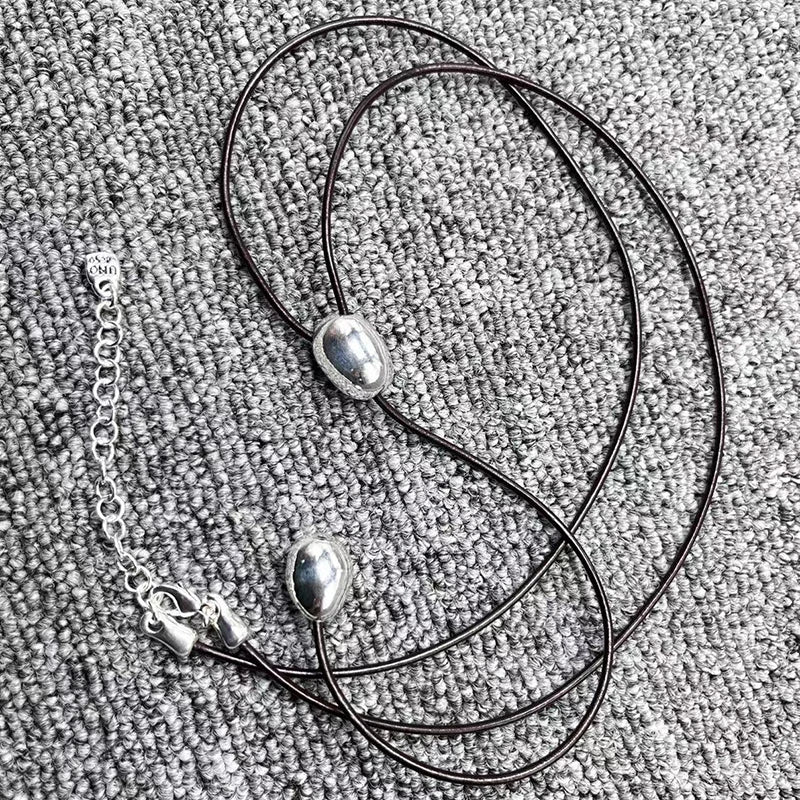U Node 50 Electroplated 925 Silver Beads Knot Necklace Jewelry