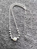 Electroplated 925 Silver Pearl Bead Necklace Jewelry Gift