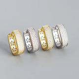 925 Sterling Silver U-Shape Hoop Earrings with Zircon, Allergy-Free