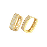 925 Sterling Silver U-Shape Hoop Earrings with Zircon, Allergy-Free
