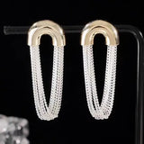 U Shape Metal Chain Earrings European American Style Long Stud Earrings