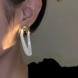 U Shape Metal Chain Earrings European American Style Long Stud Earrings