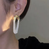 U Shape Metal Chain Earrings European American Style Long Stud Earrings