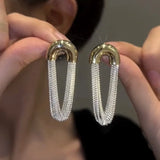 U Shape Metal Chain Earrings European American Style Long Stud Earrings