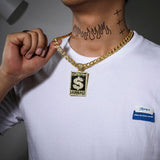 U.S. Dollar Letter Necklace Exaggerated Hip Hop Pendant Cuban Chain