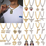 U.S. Dollar Letter Necklace Exaggerated Hip Hop Pendant Cuban Chain
