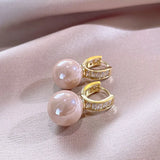 Zirconia Pearl Dangle Earrings Hollow U Drop Earring