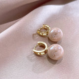 Zirconia Pearl Dangle Earrings Hollow U Drop Earring