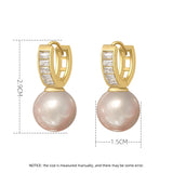 Zirconia Pearl Dangle Earrings Hollow U Drop Earring