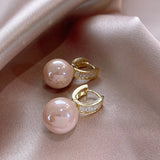 Zirconia Pearl Dangle Earrings Hollow U Drop Earring