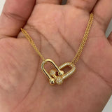 Elegant U-Shaped Necklace in Silver Finish