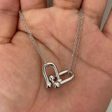 Elegant U-Shaped Necklace in Silver Finish