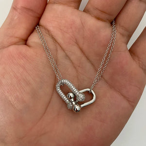 Elegant U-Shaped Necklace in Silver Finish