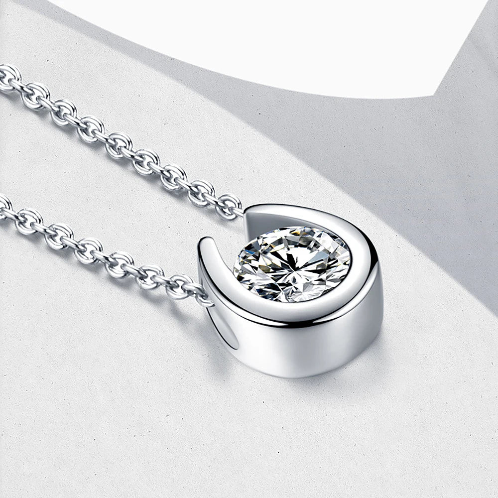 Lab Diamond Pendant Necklace 925 Silver Chain