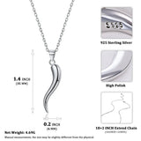 925 Silver Italian Horn Necklace for Good Luck, Friendship, Dreams