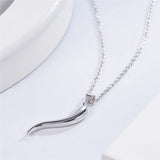 925 Silver Italian Horn Necklace for Good Luck, Friendship, Dreams