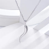 925 Silver Italian Horn Necklace for Good Luck, Friendship, Dreams