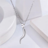 925 Silver Italian Horn Necklace for Good Luck, Friendship, Dreams