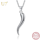 925 Silver Italian Horn Necklace for Good Luck, Friendship, Dreams
