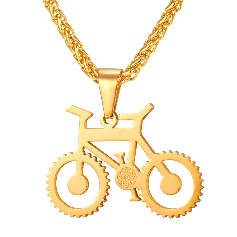 Bicycle Charm Pendant Necklace Biker Gift Stainless Steel Bike Necklace