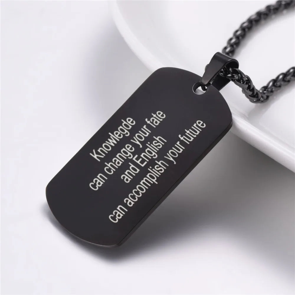 Men's Military ID Dog Tag Pendant Necklace Stainless Steel/Gold Engraved N1127