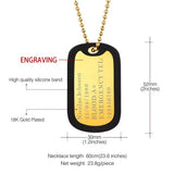 Men's Military ID Dog Tag Pendant Necklace Stainless Steel/Gold Engraved N1127