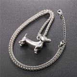 Dog Pendant Necklace Women Silver Animal Jewelry Stainless Steel Dog Accessory