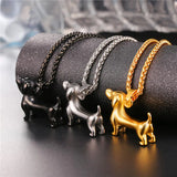 Dog Pendant Necklace Women Silver Animal Jewelry Stainless Steel Dog Accessory