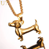 Dog Pendant Necklace Women Silver Animal Jewelry Stainless Steel Dog Accessory