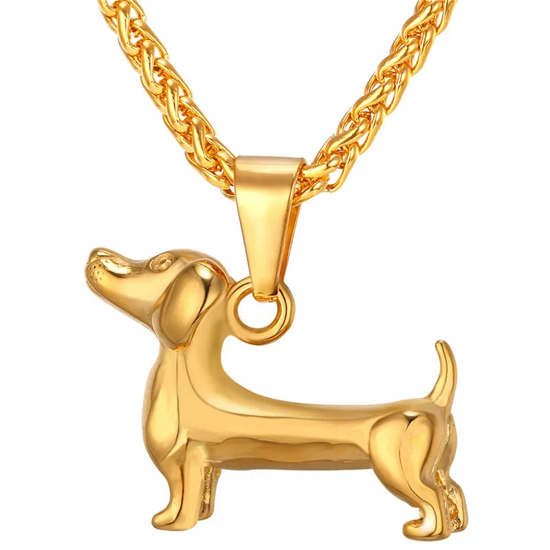 Dog Pendant Necklace Women Silver Animal Jewelry Stainless Steel Dog Accessory
