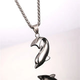 Dolphin Necklace Silver Stainless Steel Pendant & Chain For Women P1037