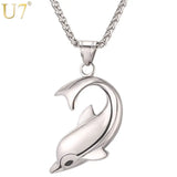 Dolphin Necklace Silver Stainless Steel Pendant & Chain For Women P1037