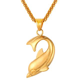Dolphin Necklace Silver Stainless Steel Pendant & Chain For Women P1037