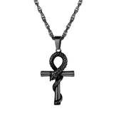 Egyptian Ankh Cross Snake Pendant Necklace 316L Stainless Necklaces&Pendants