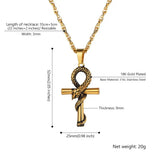 Egyptian Ankh Cross Snake Pendant Necklace 316L Stainless Necklaces&Pendants