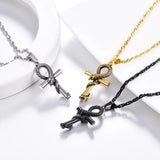 Egyptian Ankh Cross Snake Pendant Necklace 316L Stainless Necklaces&Pendants