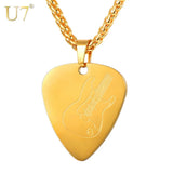 Electric Guitar Bass Pick Necklace Metal with Stainless Steel Chain