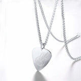 Electric Guitar Bass Pick Necklace Metal with Stainless Steel Chain