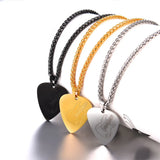 Electric Guitar Bass Pick Necklace Metal with Stainless Steel Chain