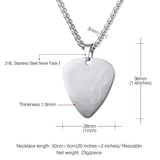Electric Guitar Bass Pick Necklace Metal with Stainless Steel Chain