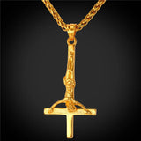 Inverted Cross Necklace Men Gothic Satanic Upside Down Cross Pendant