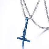 Inverted Cross Necklace Men Gothic Satanic Upside Down Cross Pendant